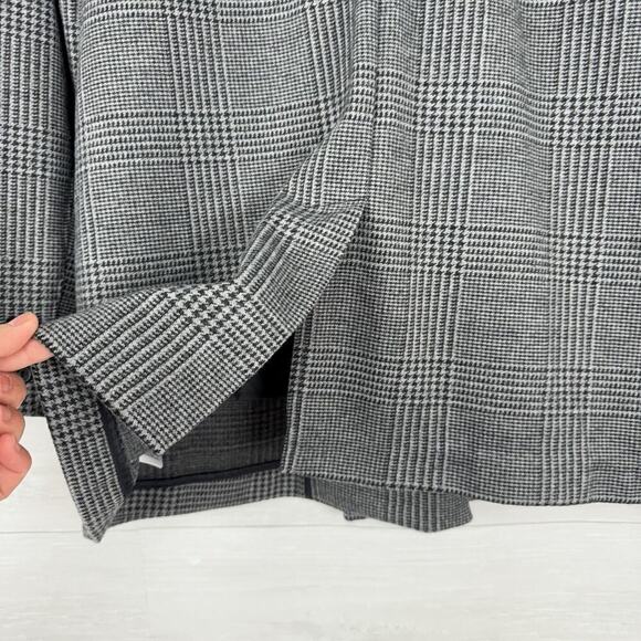 Old Navy Wool-like Double Breasted Blazer Women M Plaid Houndstooth Gray Office - Picture 9 of 16